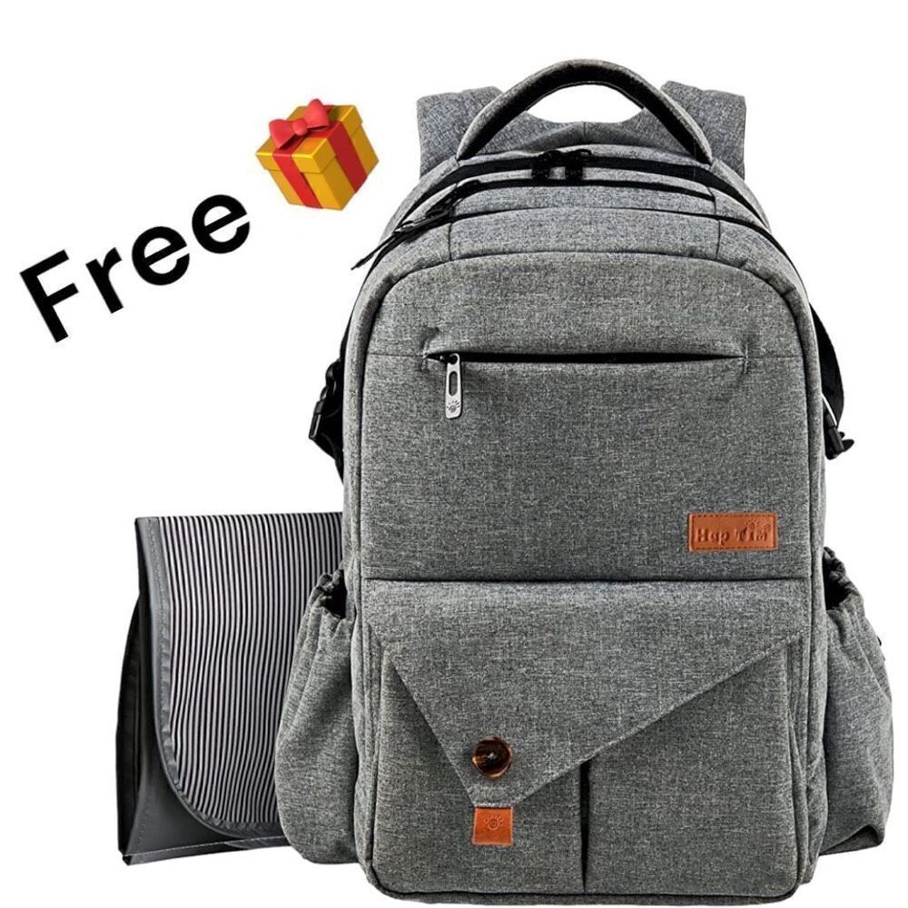 NWOT Hap Tim Multi-Function Large Baby Diaper Bag Backpack GREY FREE GIFT